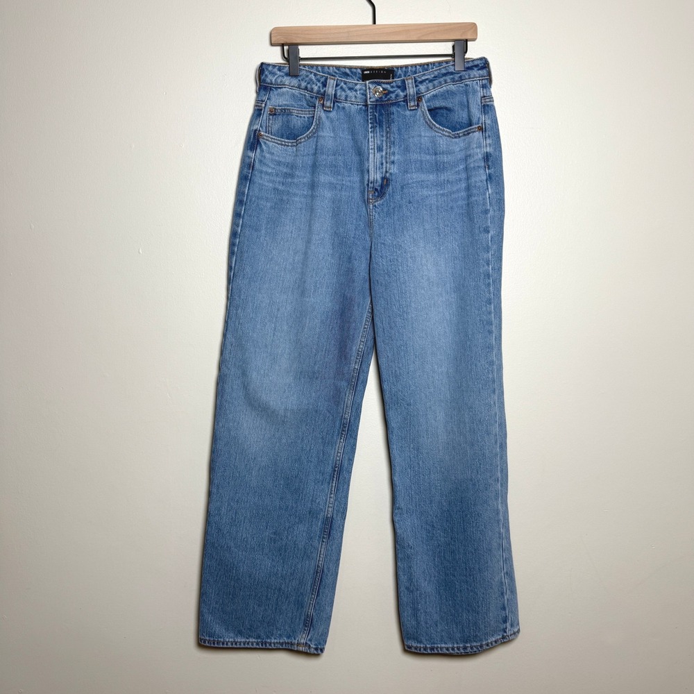 ASOS DESIGN Mens Wide Leg Jeans Medium Wash Blue 100% Cotton 30x30 High Rise